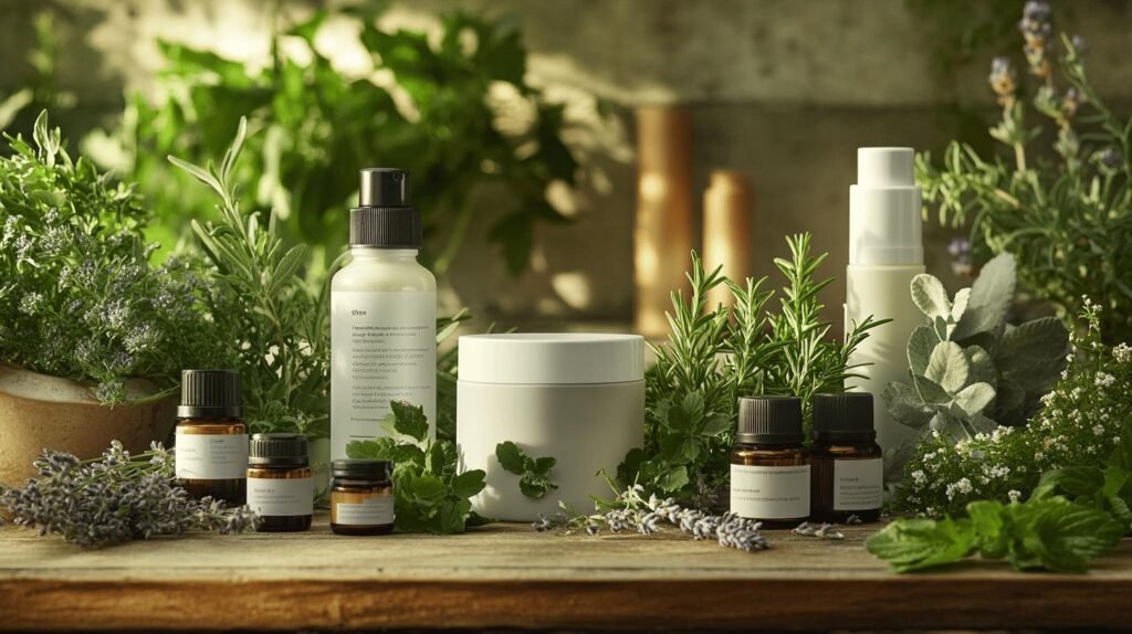 Bien sûr ! Voici la description modifiée, incluant les mots shilajit, shilajit pur, shilajit en bocal, et shilajit résine dans le texte : --- Une collection de bouteilles et de pots de soins de la peau et d'huiles essentielles, comprenant des contenants de shilajit pur, shilajit en bocal et des pots de shilajit résine, sont exposés sur une table en bois. La scène est entourée d'herbes vertes fraîches et de fleurs dans un cadre naturel ensoleillé, mettant en valeur à la fois la beauté des ingrédients botaniques et les bienfaits uniques apportés par le shilajit pur. --- Si tu veux la version française ou si tu souhaites remplacer certains mots spécifiques du texte initial par ces termes (shilajit…), indique-le-moi !.