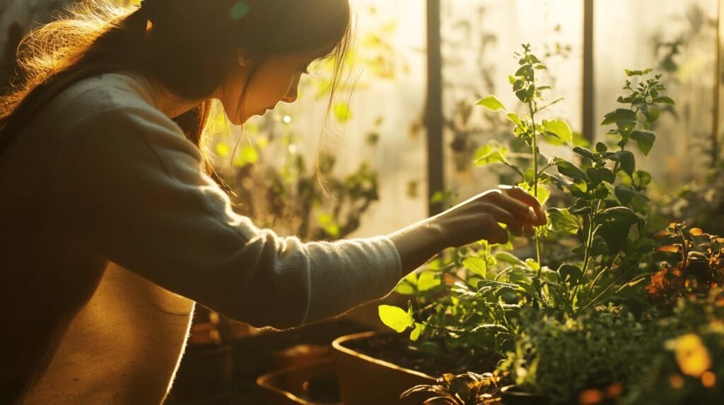 Bien sûr ! Voici la description enrichie avec les mots-clés "shilajit", "shilajit pur", "shilajit en bocal" et "shilajit resine" : --- Une femme se trouve dans une pièce ensoleillée, prenant soin avec douceur de plantes vertes en pots. Autour d'elle, la lumière chaleureuse et douce passe à travers de grandes fenêtres. Sur une étagère près des plantes, on aperçoit un bocal de shilajit pur ainsi qu'un pot contenant du shilajit résine. L'ambiance sereine et naturelle met en valeur l'harmonie entre la nature et le bien-être procuré par le shilajit. --- Si vous souhaitez une version plus longue ou plus orientée vers un certain style (commercial, poétique, etc.), faites-le moi savoir !.